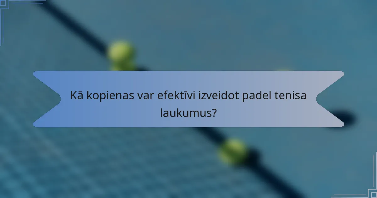 Kā kopienas var efektīvi izveidot padel tenisa laukumus?