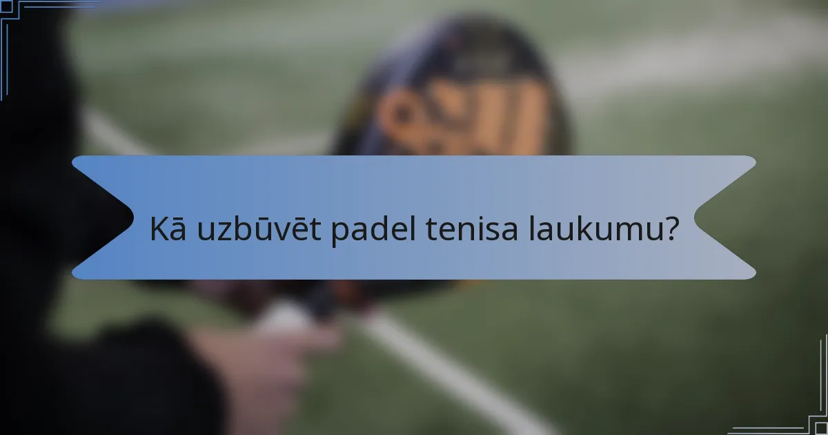 Kā uzbūvēt padel tenisa laukumu?
