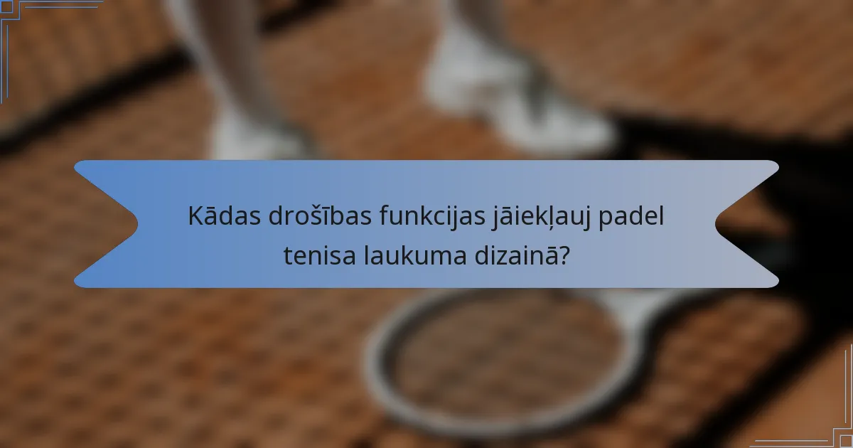 Kādas drošības funkcijas jāiekļauj padel tenisa laukuma dizainā?