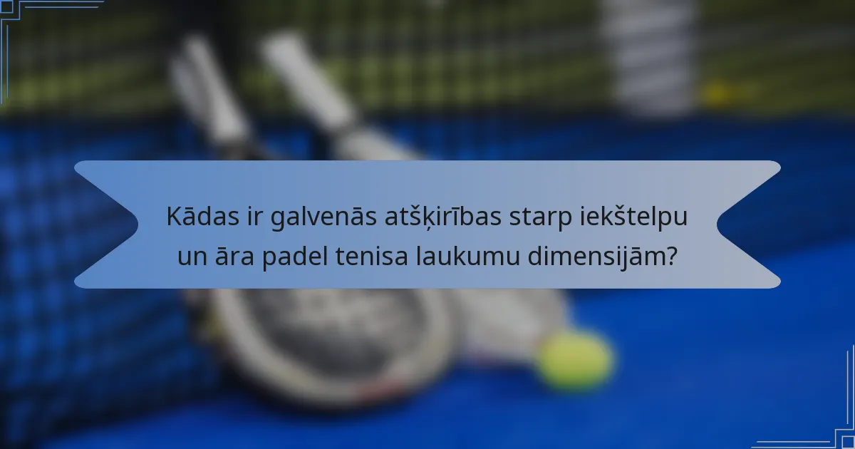 Kādas ir galvenās atšķirības starp iekštelpu un āra padel tenisa laukumu dimensijām?