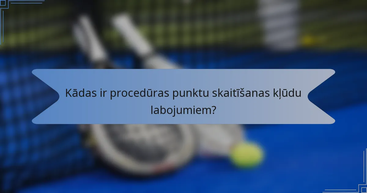 Kādas ir procedūras punktu skaitīšanas kļūdu labojumiem?