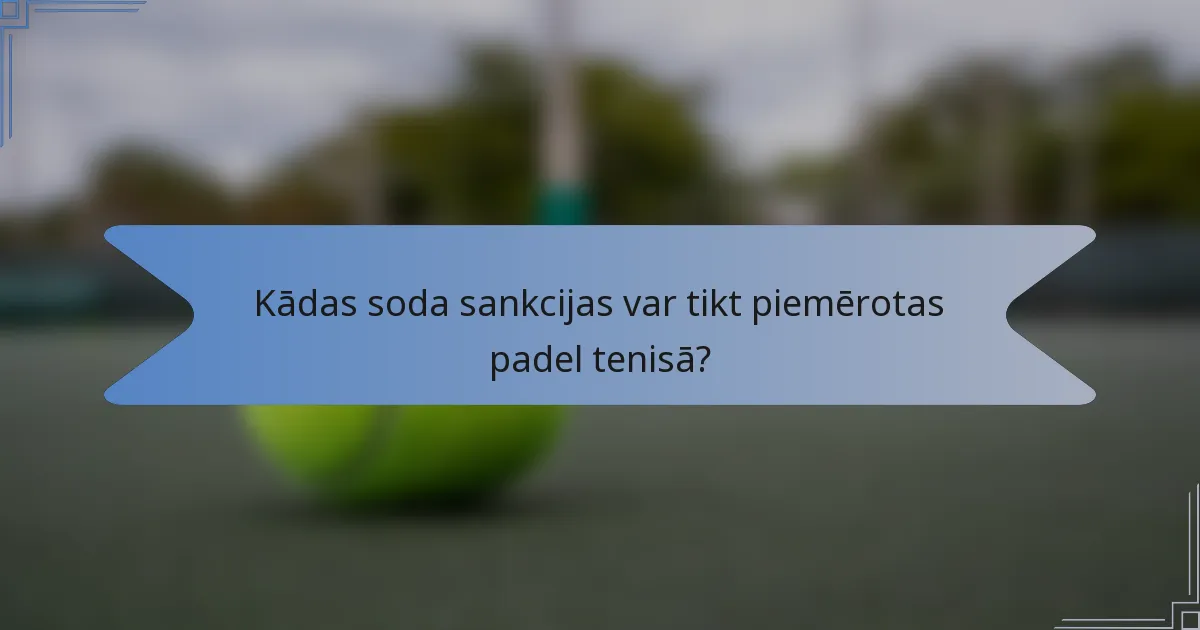 Kādas soda sankcijas var tikt piemērotas padel tenisā?