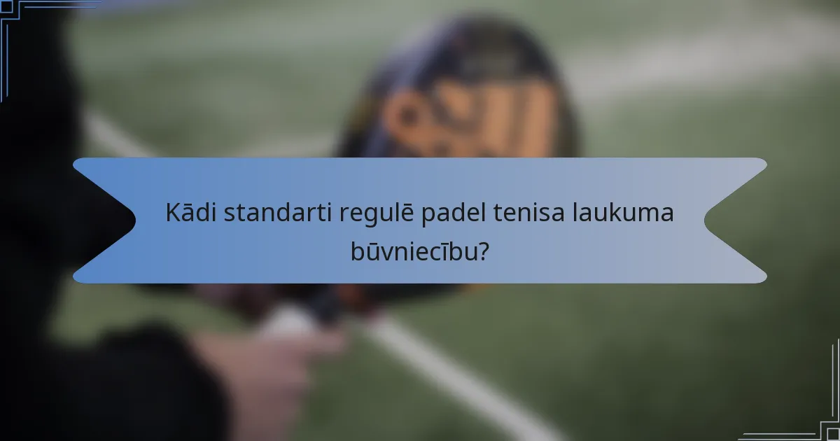 Kādi standarti regulē padel tenisa laukuma būvniecību?